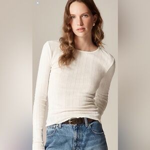 J CREW S/M New pointelle long-sleeve T-shirt  CN976 In Lilac